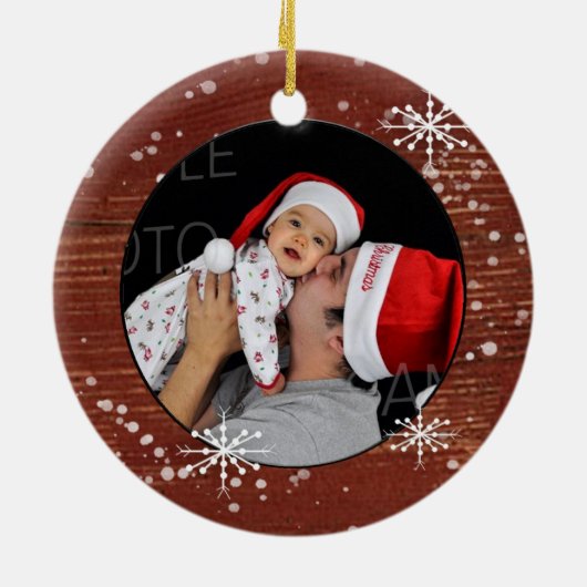 Aangepaste fotoversiering Snowflake Keramisch Ornament (Achterkant)