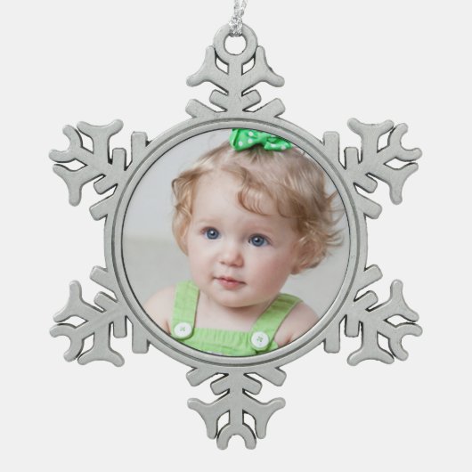 Aangepaste fotoversiering tin sneeuwvlok ornament (Voorkant)