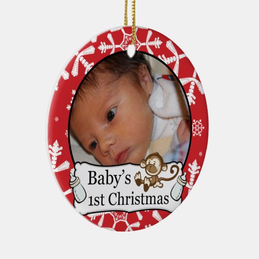 Aangepaste fotoversiering voor baby's van 1 jaar keramisch ornament (Rechts)