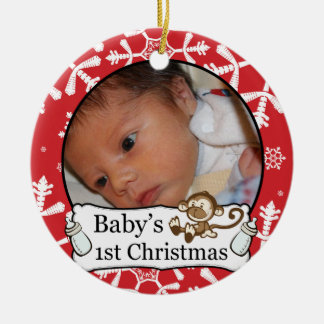 Aangepaste fotoversiering voor baby's van 1 jaar keramisch ornament