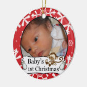 Aangepaste fotoversiering voor baby's van 1 jaar keramisch ornament (Links)