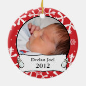 Aangepaste fotoversiering voor baby's van 1 jaar keramisch ornament (Achterkant)