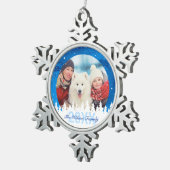 Aangepaste fotoversieringen | Pewter Snowflake Tin Sneeuwvlok Ornament (Rechts)