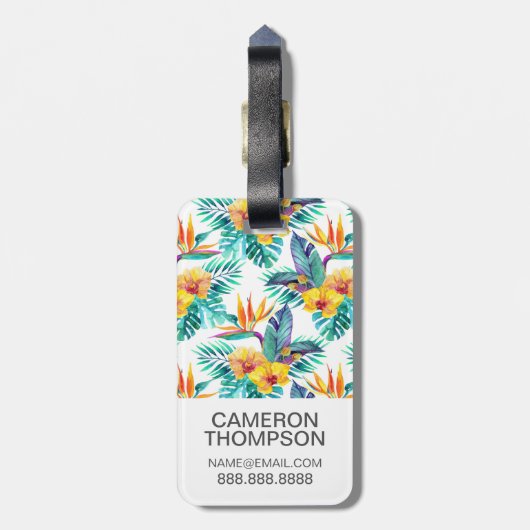 Aangepaste fotovogel van het paradijs en het orchi bagagelabel (Achterkant verticaal)