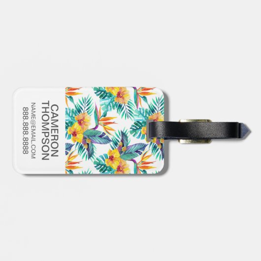 Aangepaste fotovogel van het paradijs en het orchi bagagelabel (Achterkant horizontaal)