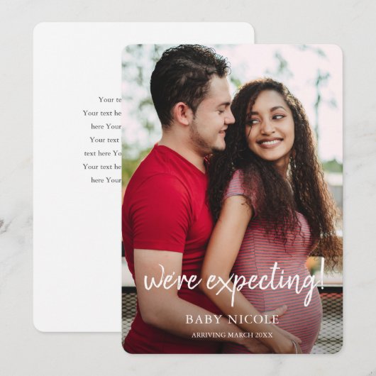 Aangepaste fotozwangerschap aankondiging (Voorkant / Achterkant)