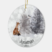 Aangepaste fox Bird Winter Cabin Keramisch Ornament (Links)