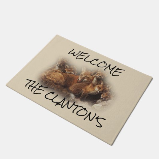 Aangepaste fox-familie deurmat (Schuin)