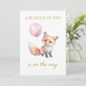 Aangepaste Fox houden ballonnen Kaart (Staand voorkant)