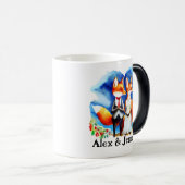 Aangepaste Fox paar namen gepersonaliseerd Magische Mok (Voorkant rechts)