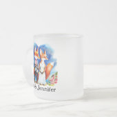 Aangepaste Fox paar namen gepersonaliseerd Matglas Koffiemok (Voorkant links)