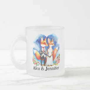 Aangepaste Fox paar namen gepersonaliseerd Matglas Koffiemok