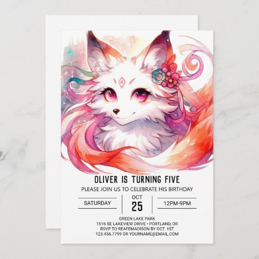 Aangepaste Fox Verjaardag Kaart (Voorkant / Achterkant)