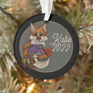 Aangepaste fox-versiering met herfstontscholen ornament