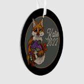 Aangepaste fox-versiering met herfstontscholen ornament (voorkant)