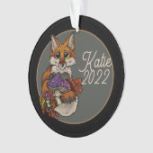Aangepaste fox-versiering met herfstontscholen ornament (voorkant)