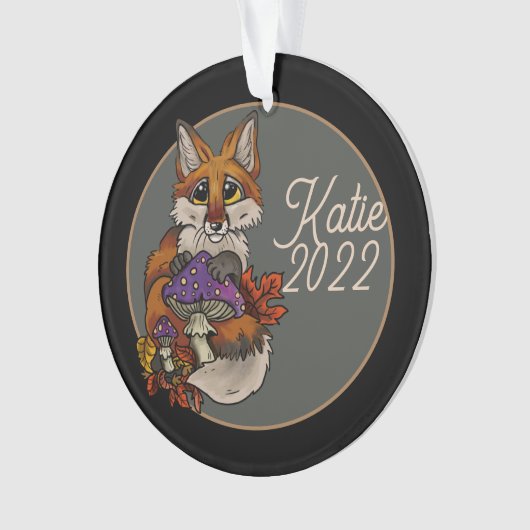 Aangepaste fox-versiering met herfstontscholen ornament (voorkant)