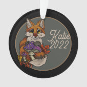 Aangepaste fox-versiering met herfstontscholen ornament (voorkant)