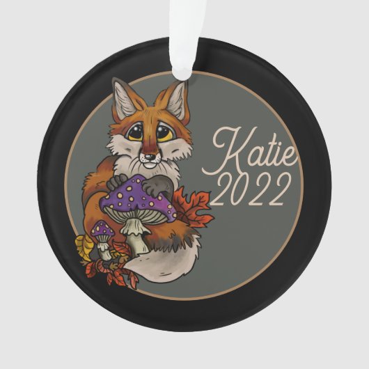 Aangepaste fox-versiering met herfstontscholen ornament (voorkant)