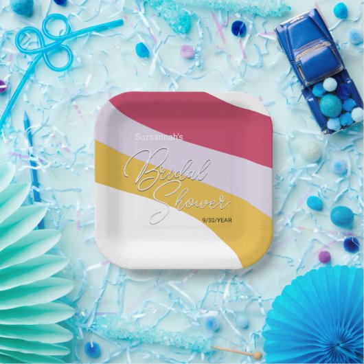 Aangepaste frambozenhoningstroams papieren bordje (Feest)