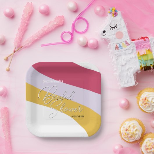 Aangepaste frambozenhoningstroams papieren bordje (Feest)