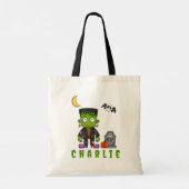 Aangepaste Frankenstein Trick or Treat Halloween S Tote Bag (Achterkant)