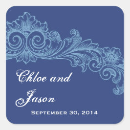 Aangepaste Frans en Baby Blue bruiloft Vierkante Sticker
