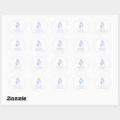 Aangepaste Franse Blauwe Doodle Minimalistische Tr Ronde Sticker (Vel)