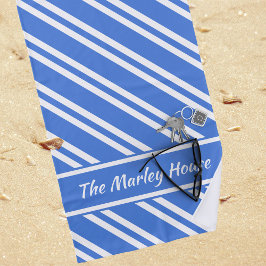 Aangepaste Franse blauwe en witte strepen Strandlaken