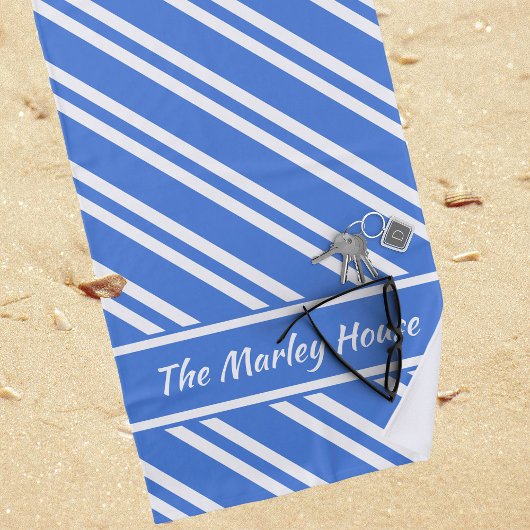 Aangepaste Franse blauwe en witte strepen Strandlaken