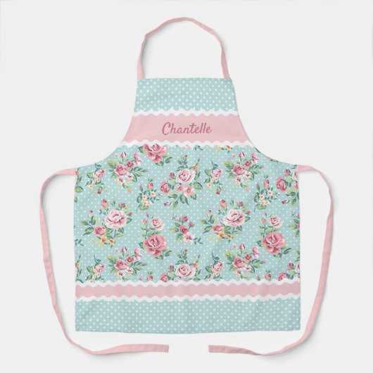 Aangepaste Franse Blauwgroen blauw blush roze roze Schort (Voorkant)