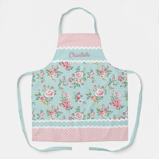 Aangepaste Franse Blauwgroen blauw blush roze roze Schort (Voorkant)