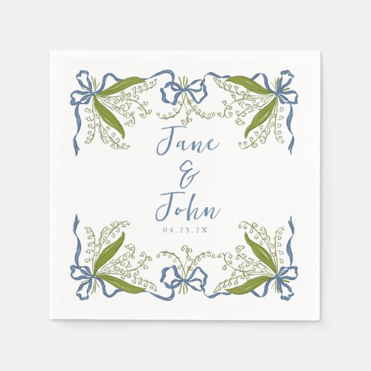 Aangepaste Franse Bloemen Trouwservetten Servet (Voorkant)