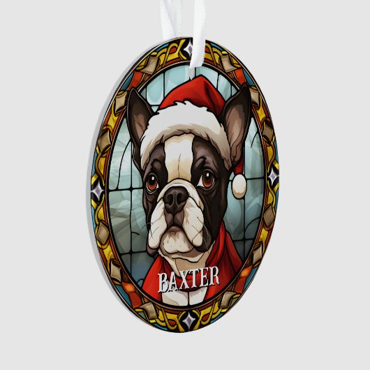 Aangepaste Franse Bulldog Kerstmis Ornament (voorkant)