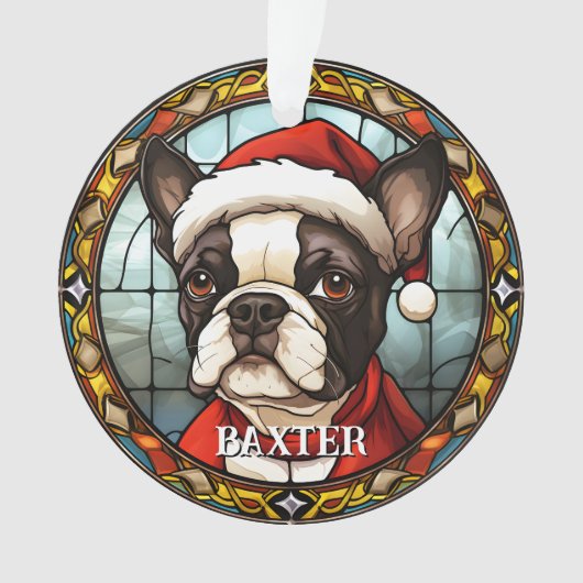 Aangepaste Franse Bulldog Kerstmis Ornament (voorkant)