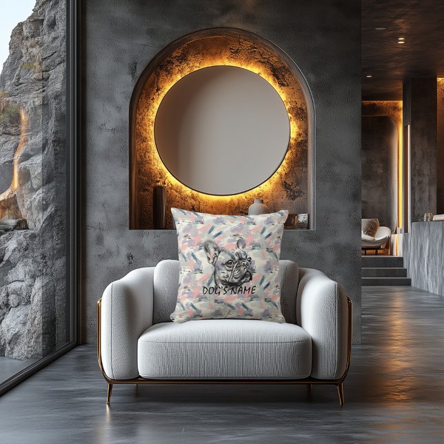 Aangepaste Franse Bulldog Kussen Abstracte Penseel (Creator heeft geüpload)