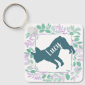 Aangepaste Franse Bulldog Naam & Foto Pastel Krans Sleutelhanger (Voorkant)