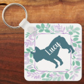 Aangepaste Franse Bulldog Naam & Foto Pastel Krans Sleutelhanger (Voorkant)