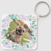 Aangepaste Franse Bulldog Naam & Foto Pastel Krans Sleutelhanger (Achterkant)