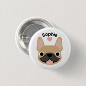 Aangepaste Franse Bulldog Naam Knopspeld Ronde Button 3,2 Cm (Voorkant /achterkant)