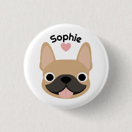Aangepaste Franse Bulldog Naam Knopspeld Ronde Button 3,2 Cm