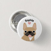 Aangepaste Franse Bulldog Naam Knopspeld Ronde Button 3,2 Cm (Voorkant /achterkant)