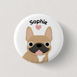 Aangepaste Franse Bulldog Naam Knopspeld Ronde Button 3,2 Cm