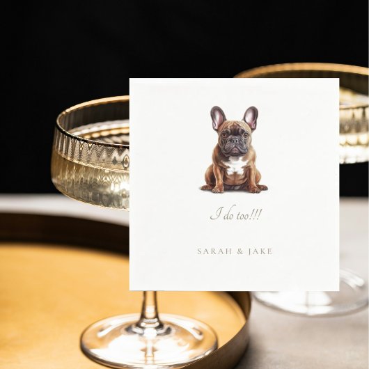 Aangepaste Franse Bulldog Pet Wedding Servet