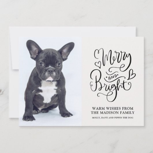 Aangepaste Franse bulldog-puppy-Merry en heldere f Feestdagenkaart (Voorkant)