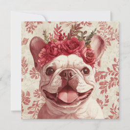 Aangepaste Franse Bulldog Rode Bloemengroet Kaart