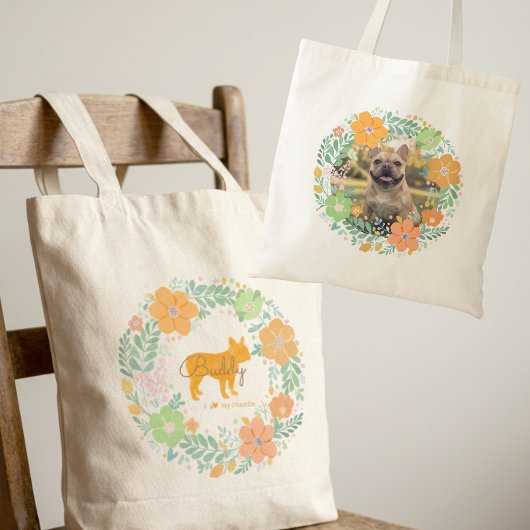 Aangepaste Franse Bulldog Tote – Pastel Oranje Blo Bag