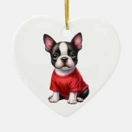 Aangepaste Franse Bulldog Valentijn Keramisch Ornament