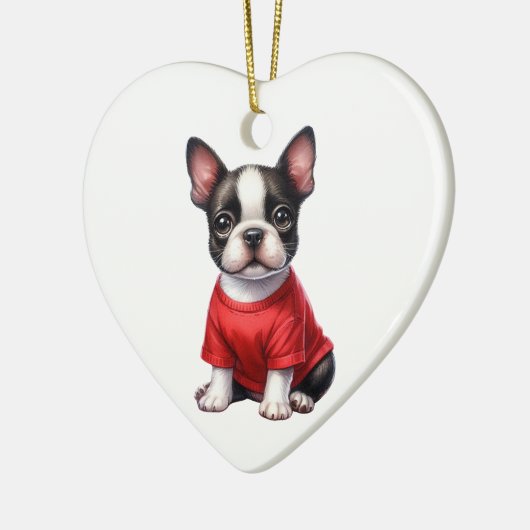 Aangepaste Franse Bulldog Valentijn Keramisch Ornament (Links)
