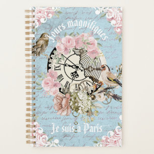 Aangepaste Franse Ephemera kunstwerk Vogels bloeme Planner